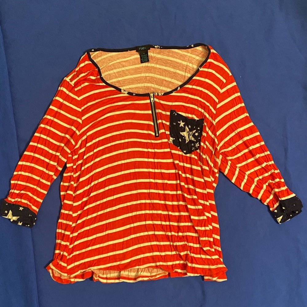 Plus size patriotic cotton shirt